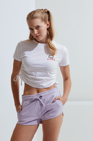 T069 Hi99o Womens Ruched Crop Top