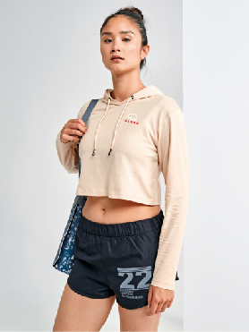 T088 Hi99o Women's Cropped Hooded Long Sleeve T-Shirt