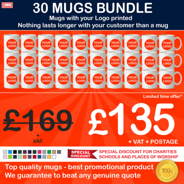 30 X Sublimated Mug Bundle
