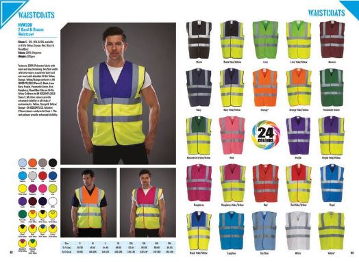 YK001 Hi-Vis 2 Band and Braces Waistcoat